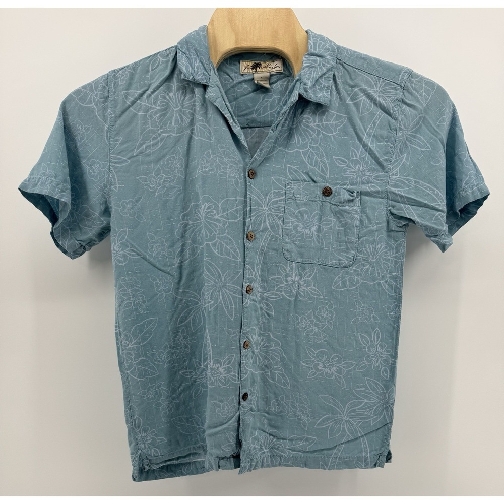 Joe Marlin Hawaiian Shirt Men's Size L 100% Rayon Floral Tropical Aloha